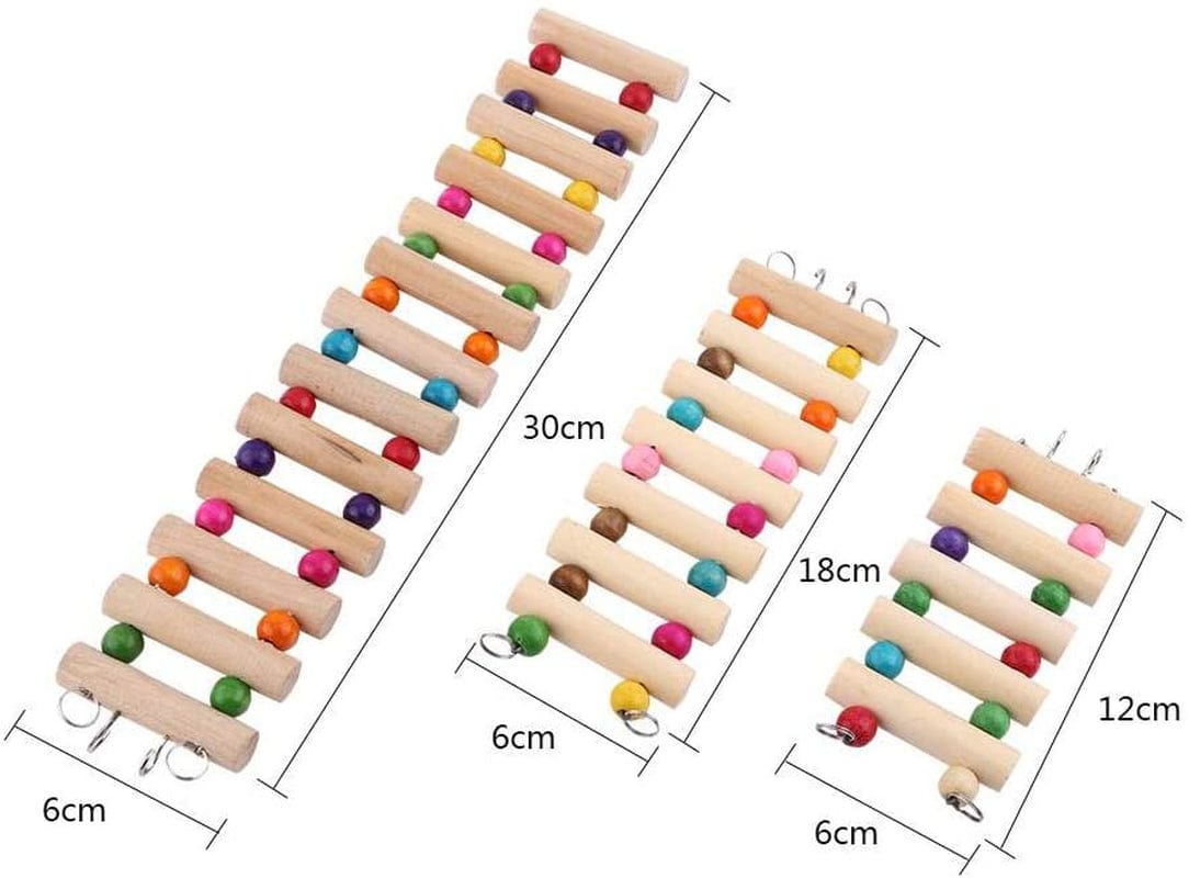 Windfall Parrot Ladder, Wooden Ladder with Colorful Beads Steps Climbing Bridge Bird Cage Play Toy for Conure Parakeet Budgie Cockatiels Lovebirds Animals & Pet Supplies > Pet Supplies > Bird Supplies > Bird Toys windfall   
