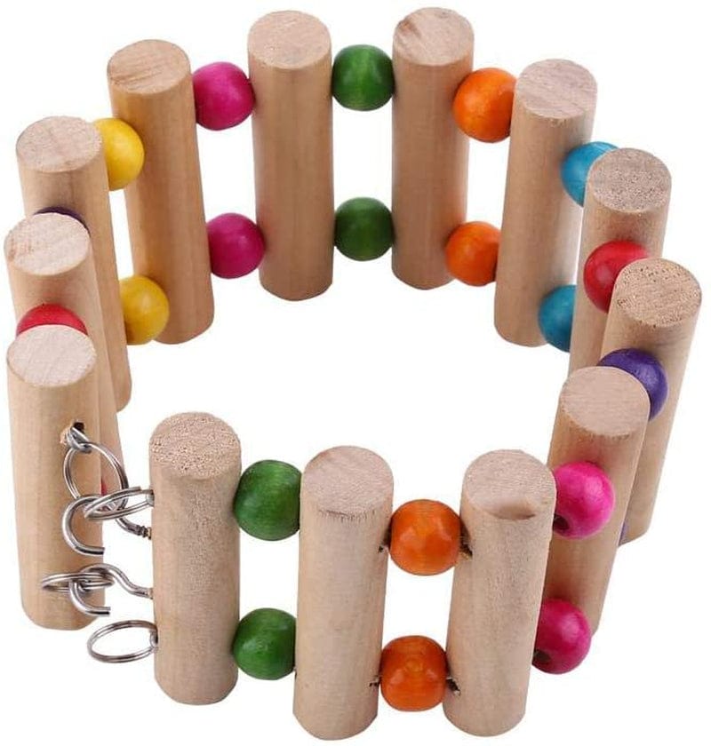 Windfall Parrot Ladder, Wooden Ladder with Colorful Beads Steps Climbing Bridge Bird Cage Play Toy for Conure Parakeet Budgie Cockatiels Lovebirds Animals & Pet Supplies > Pet Supplies > Bird Supplies > Bird Toys windfall   