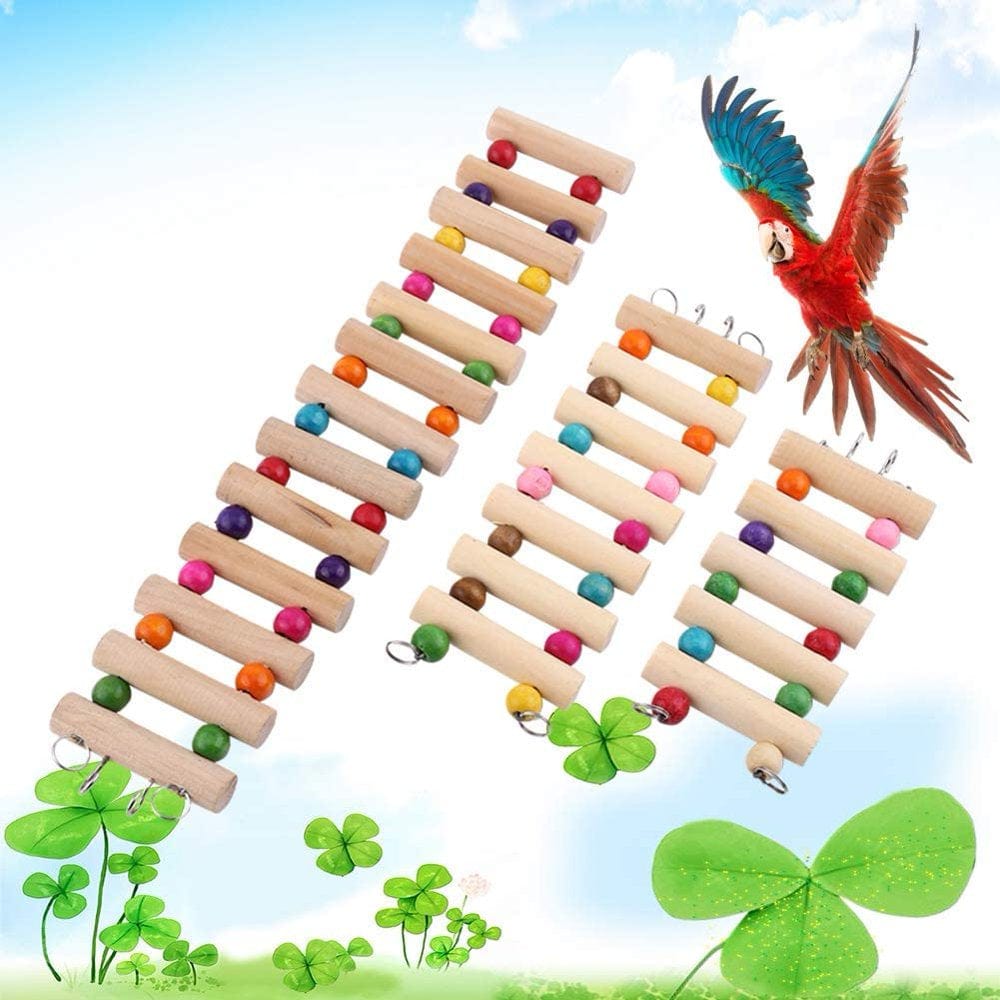 Windfall Parrot Ladder, Wooden Ladder with Colorful Beads Steps Climbing Bridge Bird Cage Play Toy for Conure Parakeet Budgie Cockatiels Lovebirds Animals & Pet Supplies > Pet Supplies > Bird Supplies > Bird Toys windfall   