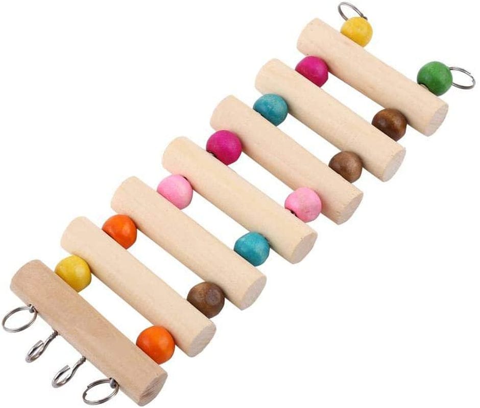 Windfall Parrot Ladder, Wooden Ladder with Colorful Beads Steps Climbing Bridge Bird Cage Play Toy for Conure Parakeet Budgie Cockatiels Lovebirds Animals & Pet Supplies > Pet Supplies > Bird Supplies > Bird Toys windfall 18 cm Random Color 