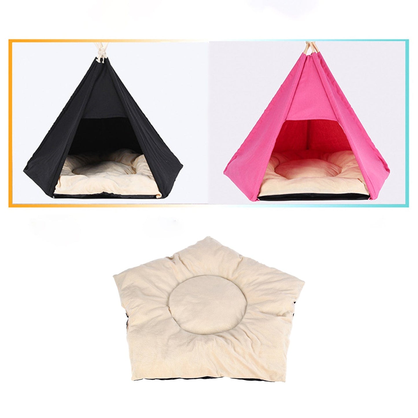 Windfall Pet Teepee with Cushion, Cat Tent, Dog(Puppy)/Cat House with Bed, Pet Tent Bed Indoor Outdoor Animals & Pet Supplies > Pet Supplies > Dog Supplies > Dog Houses windfall   