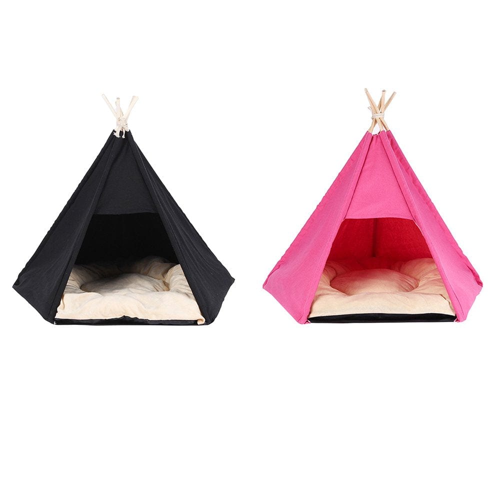 Windfall Pet Teepee with Cushion, Cat Tent, Dog(Puppy)/Cat House with Bed, Pet Tent Bed Indoor Outdoor Animals & Pet Supplies > Pet Supplies > Dog Supplies > Dog Houses windfall Black  