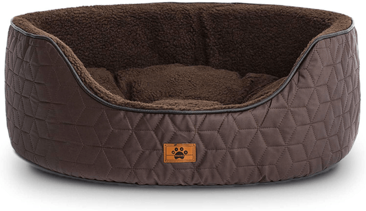 WINDRACING Luxury Dog Bed for Small Medium Dog Washable Removable Covers Oval Foam Pet Bed Sharpa Cozy Calming Anti-Anxiety Puppy Supplies Self Warming Cat Bed Animals & Pet Supplies > Pet Supplies > Cat Supplies > Cat Beds WINDRACING Brown 21"L * 18"W * 9"H 