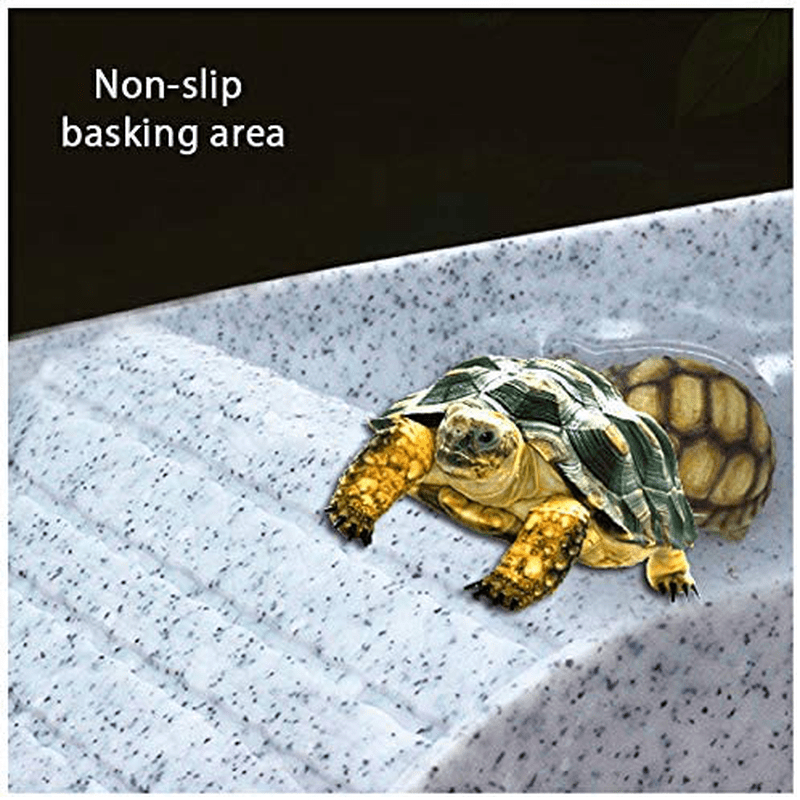 WINGOFFLY Large Reptile Feeding Dish with Ramp and Basking Platform Plastic Turtle Food and Water Bowl Also Fit for Bath Aquarium Habitat for Lizards Amphibians Animals & Pet Supplies > Pet Supplies > Reptile & Amphibian Supplies > Reptile & Amphibian Habitat Accessories WINGOFFLY   