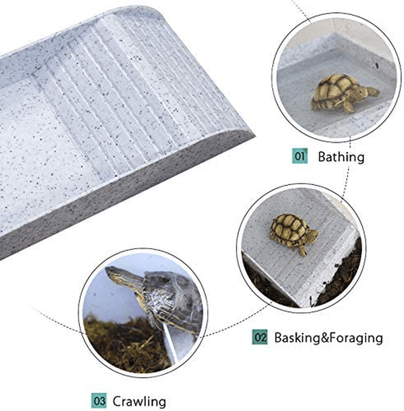 WINGOFFLY Large Reptile Feeding Dish with Ramp and Basking Platform Plastic Turtle Food and Water Bowl Also Fit for Bath Aquarium Habitat for Lizards Amphibians Animals & Pet Supplies > Pet Supplies > Reptile & Amphibian Supplies > Reptile & Amphibian Habitat Accessories WINGOFFLY   