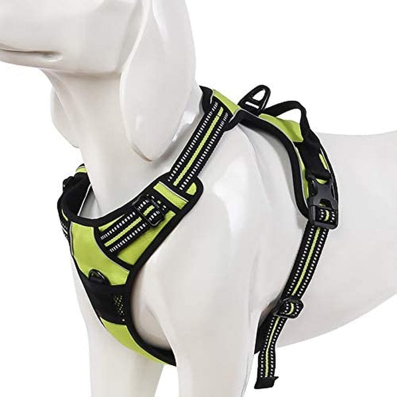 WINHYEPET True Love Dog Harness, No-Pull Reflective Pet Harness with 2 Leash Clips Adjustable Soft Padded Dog Vest with Easy Control Handle for Small Medium Large Dogs Tlh5651(Blue,L) Animals & Pet Supplies > Pet Supplies > Dog Supplies > Dog Apparel Winhyepet Neon Yellow S 