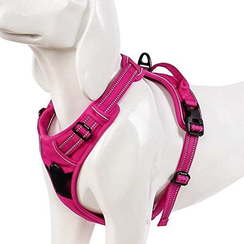 WINHYEPET True Love Dog Harness, No-Pull Reflective Pet Harness with 2 Leash Clips Adjustable Soft Padded Dog Vest with Easy Control Handle for Small Medium Large Dogs Tlh5651(Blue,L) Animals & Pet Supplies > Pet Supplies > Dog Supplies > Dog Apparel Winhyepet Fushcia S 