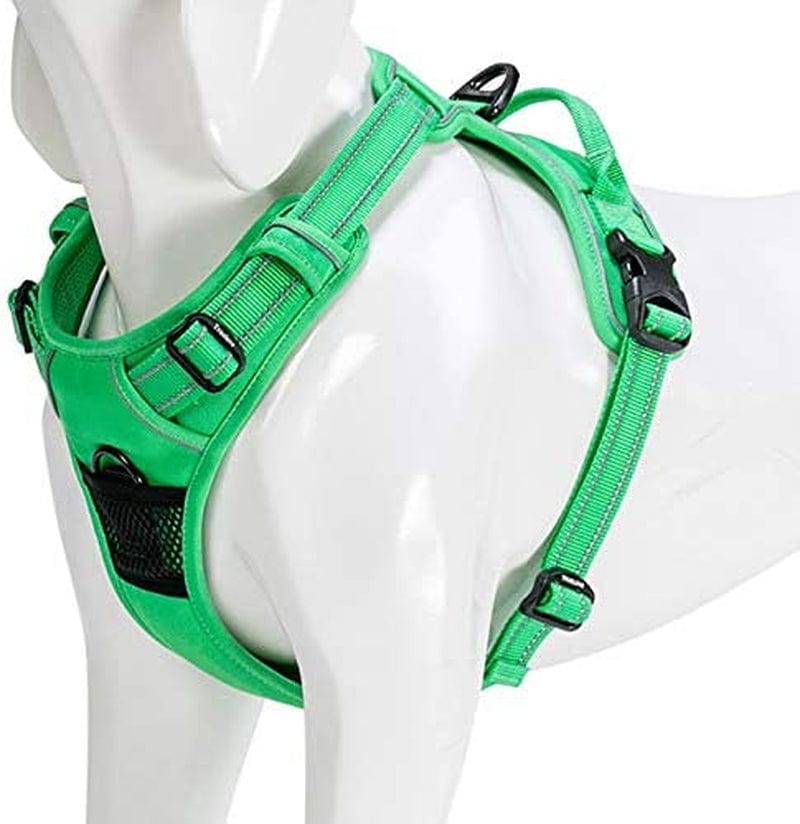 WINHYEPET True Love Dog Harness, No-Pull Reflective Pet Harness with 2 Leash Clips Adjustable Soft Padded Dog Vest with Easy Control Handle for Small Medium Large Dogs Tlh5651(Blue,L) Animals & Pet Supplies > Pet Supplies > Dog Supplies > Dog Apparel Winhyepet Grass Green S 