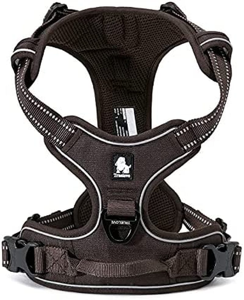 WINHYEPET True Love Dog Harness, No-Pull Reflective Pet Harness with 2 Leash Clips Adjustable Soft Padded Dog Vest with Easy Control Handle for Small Medium Large Dogs Tlh5651(Blue,L) Animals & Pet Supplies > Pet Supplies > Dog Supplies > Dog Apparel Winhyepet Brown XL 