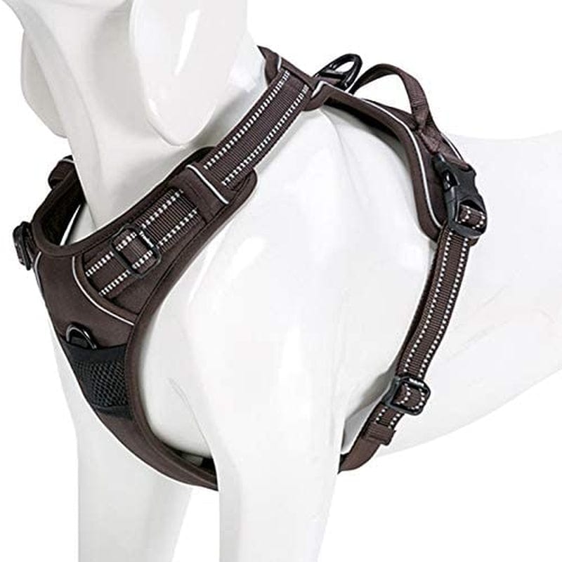 WINHYEPET True Love Dog Harness, No-Pull Reflective Pet Harness with 2 Leash Clips Adjustable Soft Padded Dog Vest with Easy Control Handle for Small Medium Large Dogs Tlh5651(Blue,L) Animals & Pet Supplies > Pet Supplies > Dog Supplies > Dog Apparel Winhyepet Brown XS 