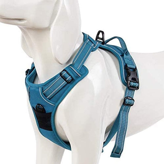 WINHYEPET True Love Dog Harness, No-Pull Reflective Pet Harness with 2 Leash Clips Adjustable Soft Padded Dog Vest with Easy Control Handle for Small Medium Large Dogs Tlh5651(Blue,L) Animals & Pet Supplies > Pet Supplies > Dog Supplies > Dog Apparel Winhyepet Blue S 