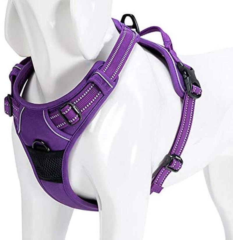 WINHYEPET True Love Dog Harness, No-Pull Reflective Pet Harness with 2 Leash Clips Adjustable Soft Padded Dog Vest with Easy Control Handle for Small Medium Large Dogs Tlh5651(Blue,L) Animals & Pet Supplies > Pet Supplies > Dog Supplies > Dog Apparel Winhyepet Purple XL 