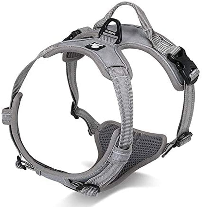 WINHYEPET True Love Dog Harness, No-Pull Reflective Pet Harness with 2 Leash Clips Adjustable Soft Padded Dog Vest with Easy Control Handle for Small Medium Large Dogs Tlh5651(Blue,L) Animals & Pet Supplies > Pet Supplies > Dog Supplies > Dog Apparel Winhyepet Gray S 