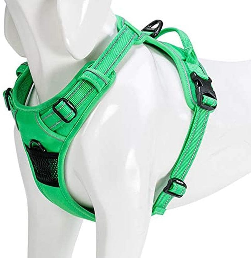 WINHYEPET True Love Dog Harness, No-Pull Reflective Pet Harness with 2 Leash Clips Adjustable Soft Padded Dog Vest with Easy Control Handle for Small Medium Large Dogs Tlh5651(Blue,L) Animals & Pet Supplies > Pet Supplies > Dog Supplies > Dog Apparel Winhyepet Grass Green L 