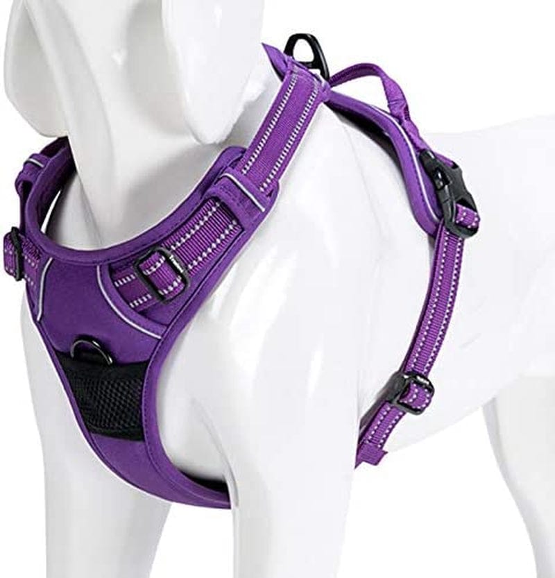 WINHYEPET True Love Dog Harness, No-Pull Reflective Pet Harness with 2 Leash Clips Adjustable Soft Padded Dog Vest with Easy Control Handle for Small Medium Large Dogs Tlh5651(Blue,L) Animals & Pet Supplies > Pet Supplies > Dog Supplies > Dog Apparel Winhyepet Purple S 