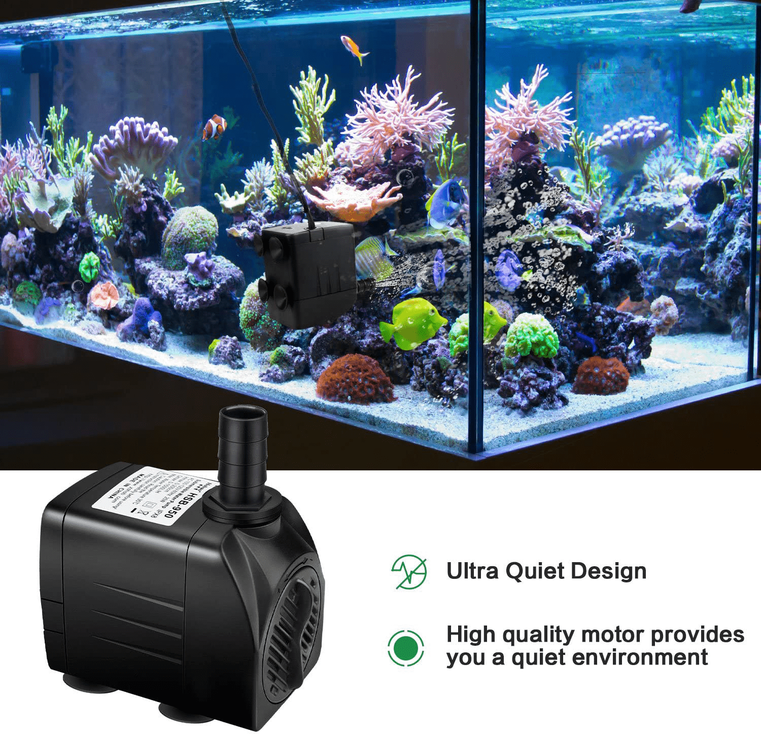 Winkeyes 400GPH Water Pump with 48 Hours anti Dry Burning, Ultra Quiet 25W Submersible Fountain Aquarium Fish Pond Hydroponic Pump with 6.9Ft High Lift, 5.9Ft Power Cord, 2 Nozzles Animals & Pet Supplies > Pet Supplies > Fish Supplies > Aquarium & Pond Tubing Intsun   
