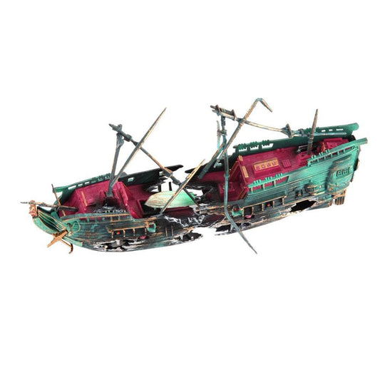 Winnereco Aquarium Ornament Ship Air Split Shipwreck Fish Tank Decor Sunk Wreck Boat
