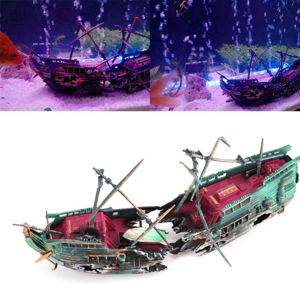 Winnereco Aquarium Ornament Ship Air Split Shipwreck Fish Tank Decor Sunk Wreck Boat Animals & Pet Supplies > Pet Supplies > Fish Supplies > Aquarium Decor Winnereco   