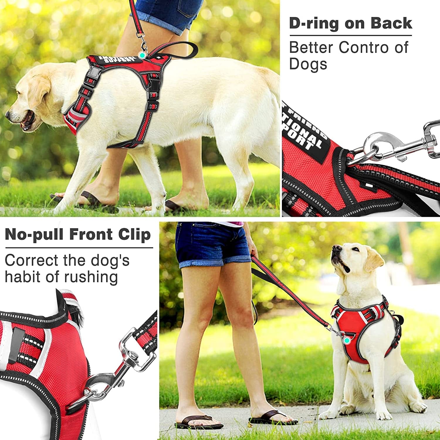 WINSEE Service Dog Vest No Pull Dog Harness with 7 Dog Patches, Reflective Pet Harness with Durable Soft Padded Handle for Training Small, Medium, Large, and Extra-Large Dogs (Large, Red) Animals & Pet Supplies > Pet Supplies > Dog Supplies > Dog Apparel WINSEE   