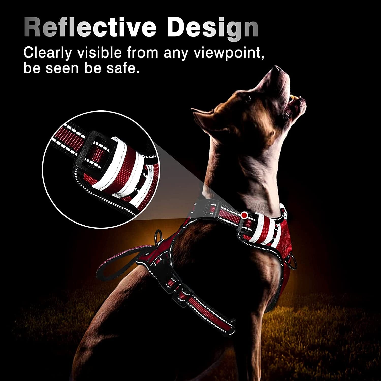 WINSEE Service Dog Vest No Pull Dog Harness with 7 Dog Patches, Reflective Pet Harness with Durable Soft Padded Handle for Training Small, Medium, Large, and Extra-Large Dogs (Large, Red) Animals & Pet Supplies > Pet Supplies > Dog Supplies > Dog Apparel WINSEE   