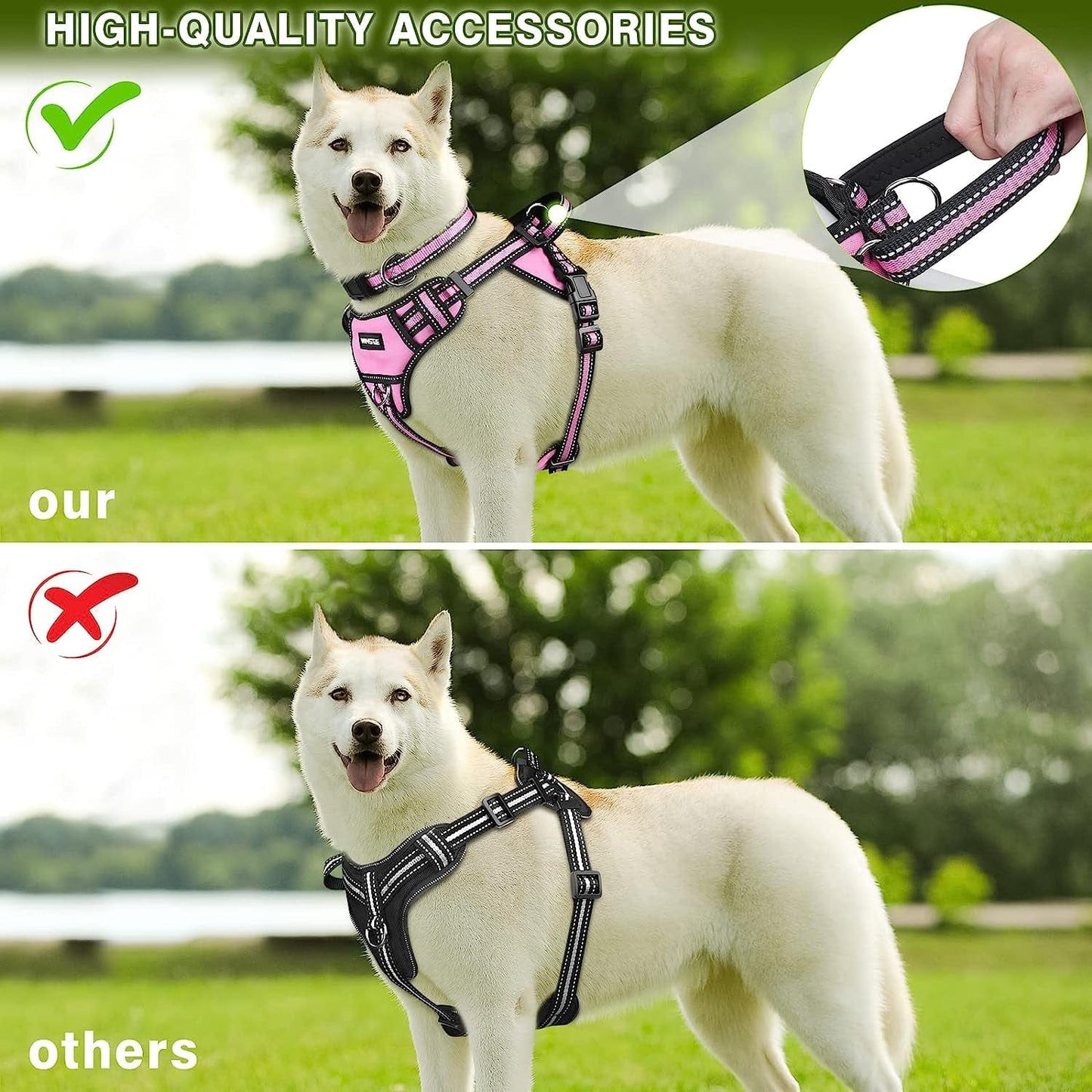 WINSEE Step in Dog Harness Collar and Leash Set, All-In-One Reflective No Escape Dog Harness with Adjustable Buckles for Pet Puppies, Small, Medium, Large, and Extra-Large Dogs Animals & Pet Supplies > Pet Supplies > Dog Supplies > Dog Apparel WINSEE   