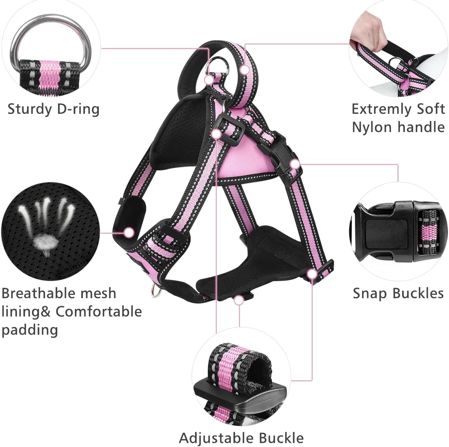 WINSEE Step in Dog Harness Collar and Leash Set, All-In-One Reflective No Escape Dog Harness with Adjustable Buckles for Pet Puppies, Small, Medium, Large, and Extra-Large Dogs Animals & Pet Supplies > Pet Supplies > Dog Supplies > Dog Apparel WINSEE   