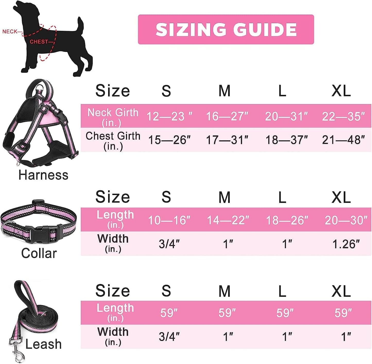 WINSEE Step in Dog Harness Collar and Leash Set, All-In-One Reflective No Escape Dog Harness with Adjustable Buckles for Pet Puppies, Small, Medium, Large, and Extra-Large Dogs Animals & Pet Supplies > Pet Supplies > Dog Supplies > Dog Apparel WINSEE   