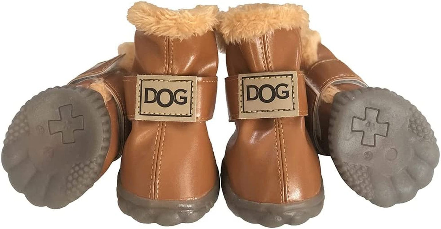 WINSOON Dog Australia Boots Pet Antiskid Shoes Winter Warm Skidproof Sneakers Paw Protectors 4-Pcs Set (Size 5, Light Brown) Animals & Pet Supplies > Pet Supplies > Dog Supplies > Dog Apparel WINSOON Light Brown Size 2 