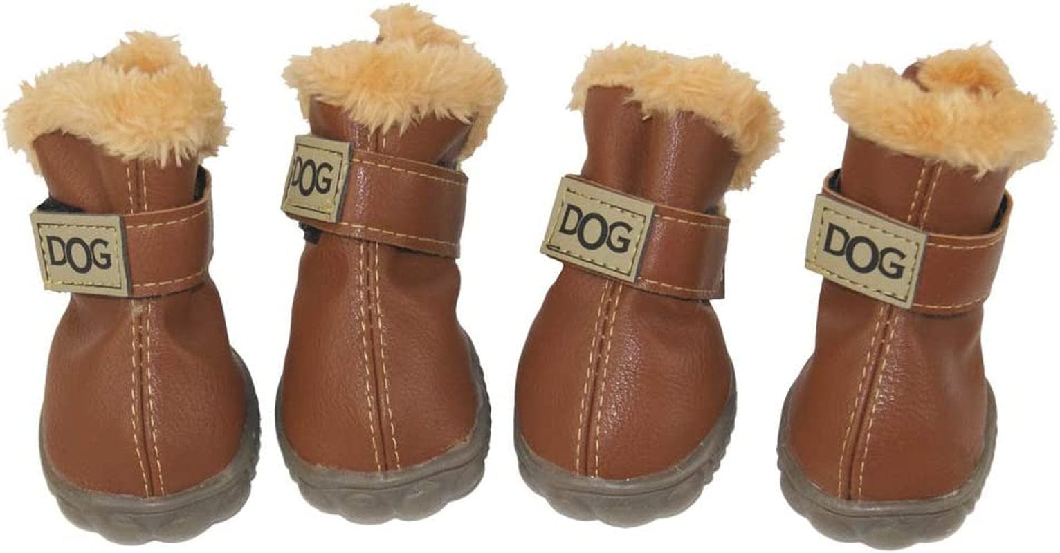 WINSOON Dog Australia Boots Pet Antiskid Shoes Winter Warm Skidproof Sneakers Paw Protectors 4-Pcs Set (Size 5, Light Brown) Animals & Pet Supplies > Pet Supplies > Dog Supplies > Dog Apparel WINSOON   
