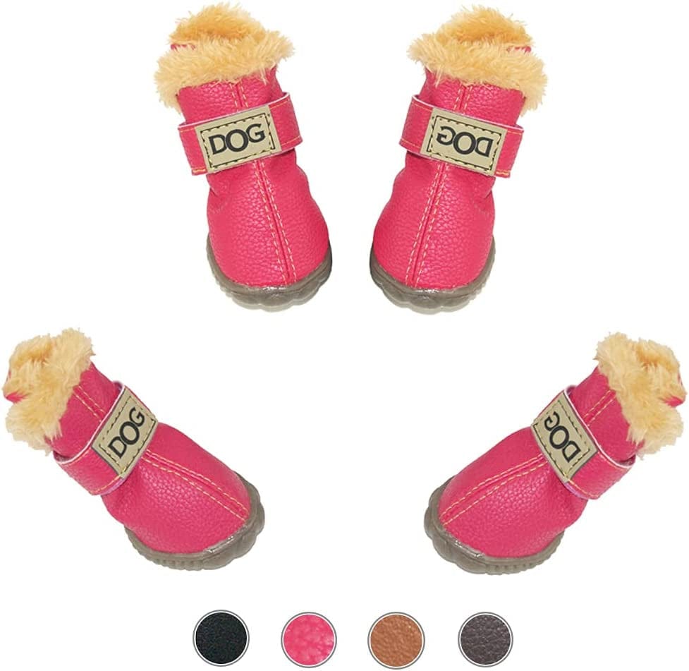 WINSOON Dog Australia Boots Pet Antiskid Shoes Winter Warm Skidproof Sneakers Paw Protectors 4-Pcs Set (Size 5, Light Brown) Animals & Pet Supplies > Pet Supplies > Dog Supplies > Dog Apparel WINSOON Pink Size 2 