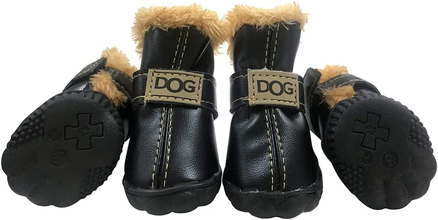 WINSOON Dog Australia Boots Pet Antiskid Shoes Winter Warm Skidproof Sneakers Paw Protectors 4-Pcs Set (Size 5, Light Brown) Animals & Pet Supplies > Pet Supplies > Dog Supplies > Dog Apparel WINSOON Black Size 5 