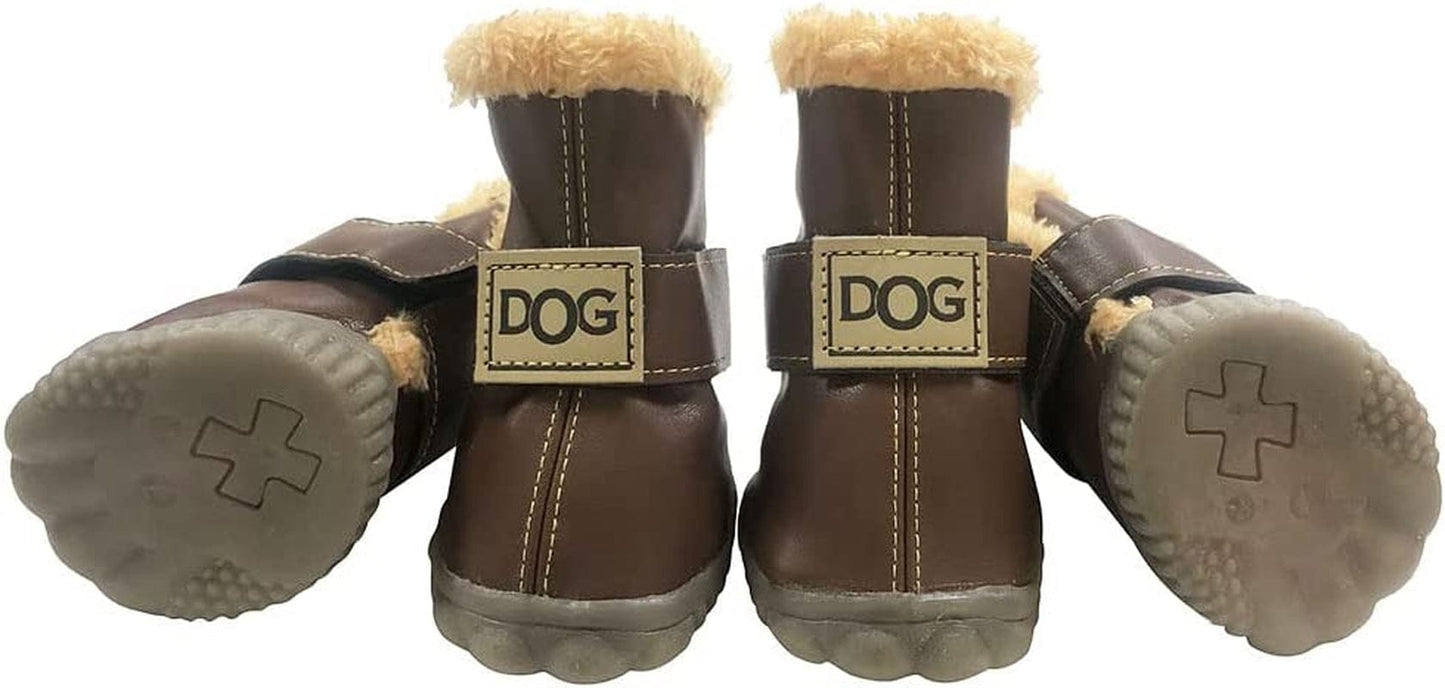 WINSOON Dog Australia Boots Pet Antiskid Shoes Winter Warm Skidproof Sneakers Paw Protectors 4-Pcs Set (Size 5, Light Brown) Animals & Pet Supplies > Pet Supplies > Dog Supplies > Dog Apparel WINSOON Dark Brown Size 3 