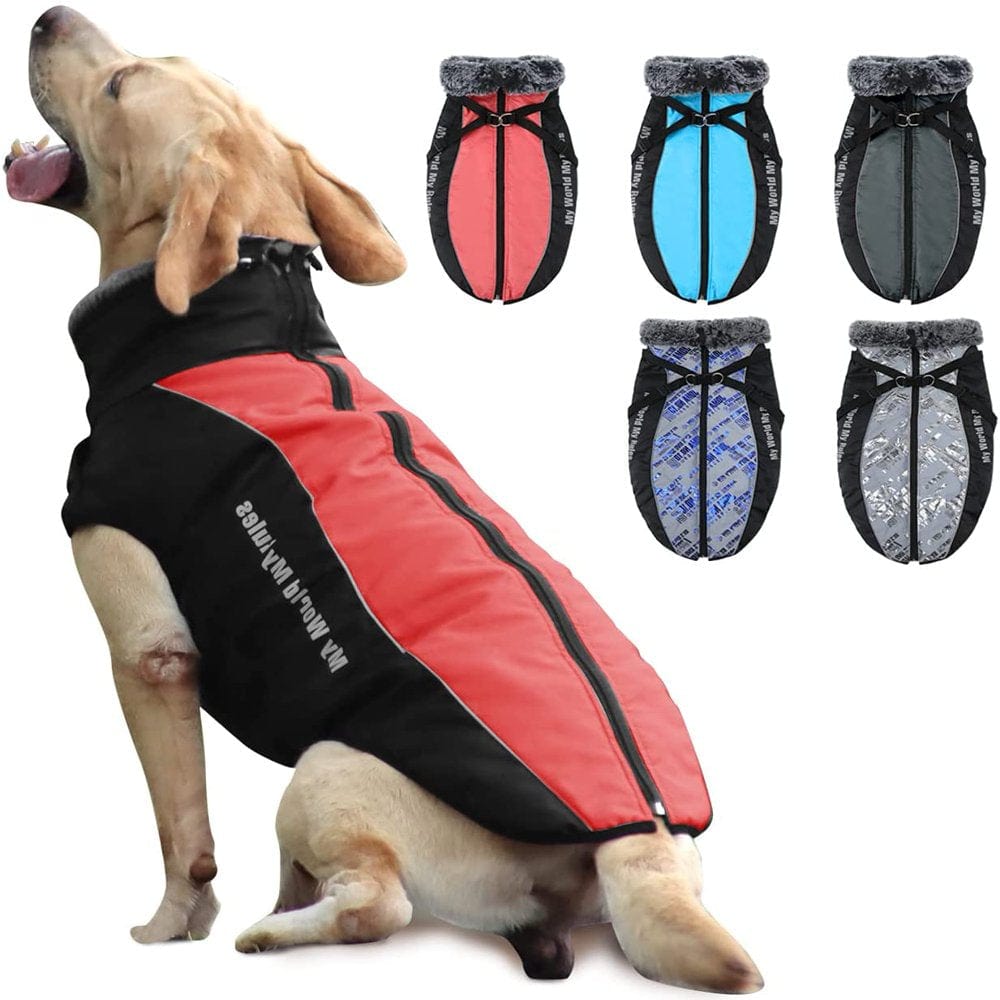 Winter Dog Coat Warm Fleece Dog Jacket for Cold Weather Reflective Zip up Puppy Dog Sport Vest Outdoor Pet Sweater Apparel Clothes for Small Medium Large Dogs Animals & Pet Supplies > Pet Supplies > Dog Supplies > Dog Apparel Bbonlinedress 3XL Red 