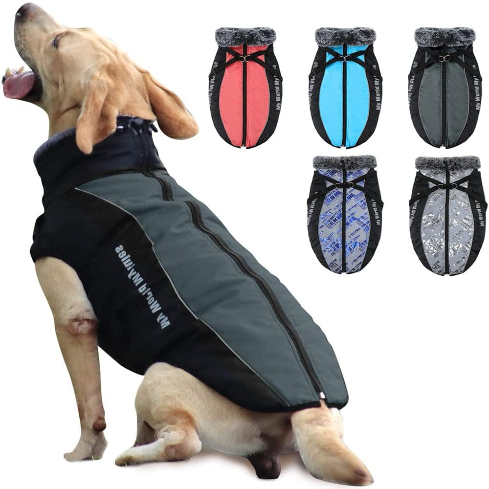 Winter Dog Coat Warm Fleece Dog Jacket for Cold Weather Reflective Zip up Puppy Dog Sport Vest Outdoor Pet Sweater Apparel Clothes for Small Medium Large Dogs Animals & Pet Supplies > Pet Supplies > Dog Supplies > Dog Apparel Bbonlinedress 3XL Gray 