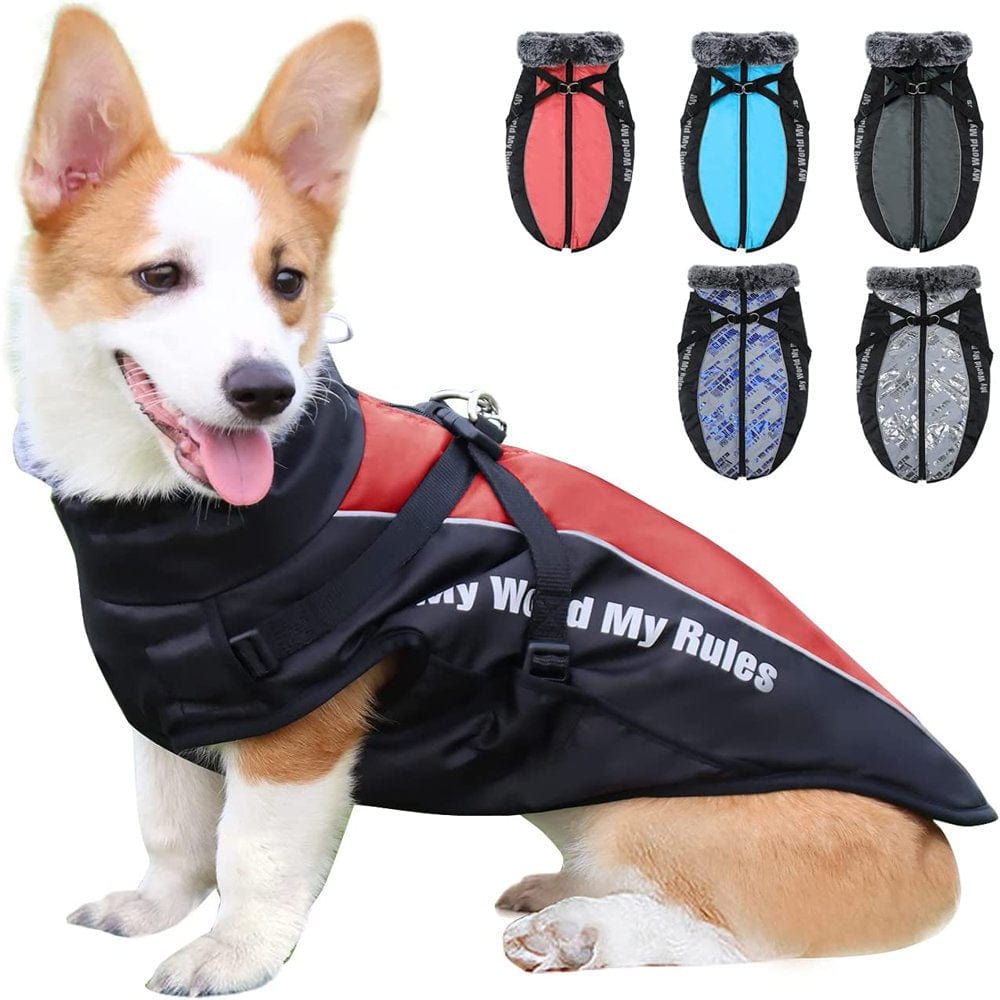Winter Dog Coat Warm Fleece Dog Jacket for Cold Weather Reflective Zip up Puppy Dog Sport Vest Outdoor Pet Sweater Apparel Clothes for Small Medium Large Dogs Animals & Pet Supplies > Pet Supplies > Dog Supplies > Dog Apparel Bbonlinedress 2XL Red 