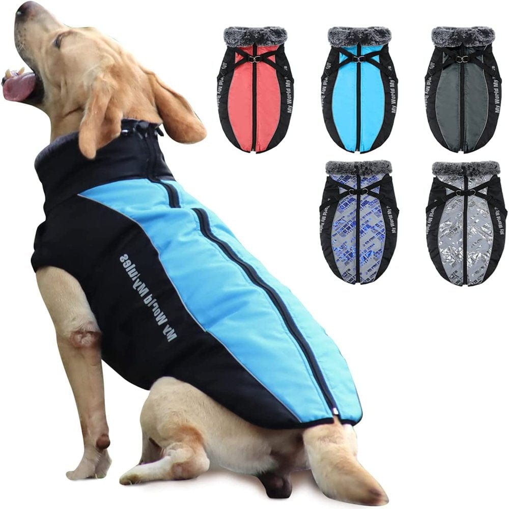Winter Dog Coat Warm Fleece Dog Jacket for Cold Weather Reflective Zip up Puppy Dog Sport Vest Outdoor Pet Sweater Apparel Clothes for Small Medium Large Dogs Animals & Pet Supplies > Pet Supplies > Dog Supplies > Dog Apparel Bbonlinedress 5XL Blue 
