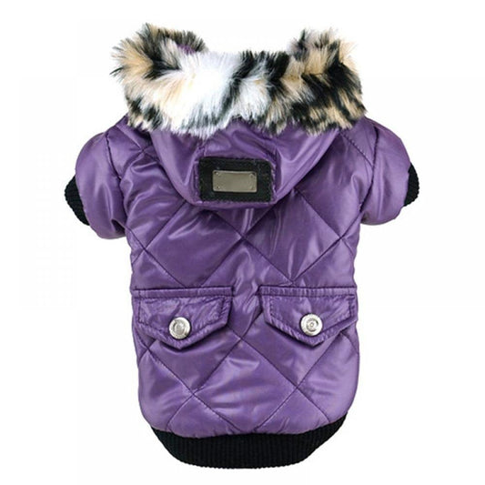 Winter Pet Dog Clothes Super Warm Soft Fur Hood Jacket for Small Dog Coat Thicker Cotton Hoodies for Chihuahua Animals & Pet Supplies > Pet Supplies > Dog Supplies > Dog Apparel Xinhuaya M Purple 