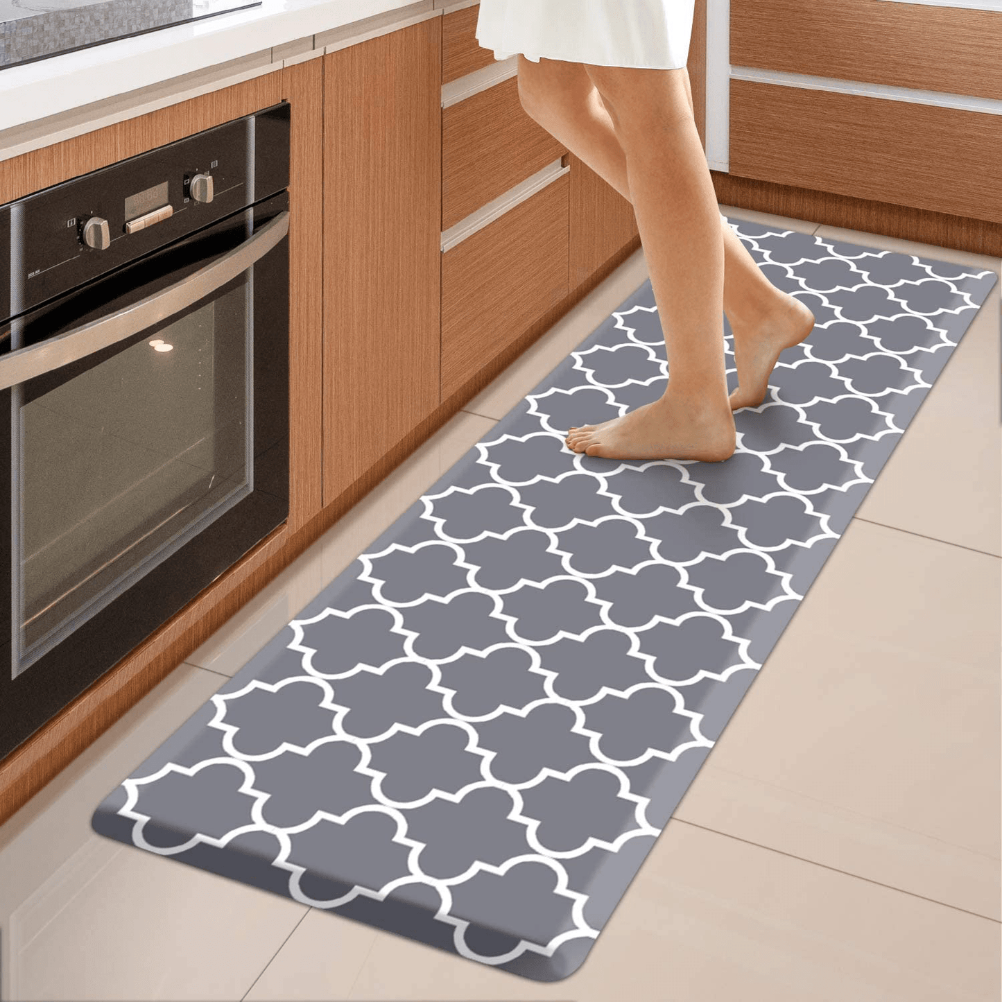 WISELIFE Kitchen Mat Cushioned Anti-Fatigue Kitchen Rug,17.3"X 39",Non Slip Waterproof Kitchen Mats and Rugs Heavy Duty PVC Ergonomic Comfort Mat for Kitchen, Floor Home, Office, Sink, Laundry , Grey Animals & Pet Supplies > Pet Supplies > Dog Supplies > Dog Treadmills WISELIFE Grey 17.3"x 60" 