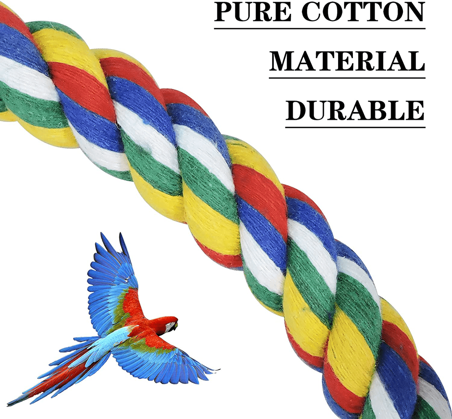 Wishlotus Bird Perches, Parrot Colorful Climbing Rope Swing Toys Parrot Stand with Bell and Hanging Clip for Parrots, Budgies, Macaws, Parakeets, and Other Small Birds. Animals & Pet Supplies > Pet Supplies > Bird Supplies > Bird Ladders & Perches WishLotus   