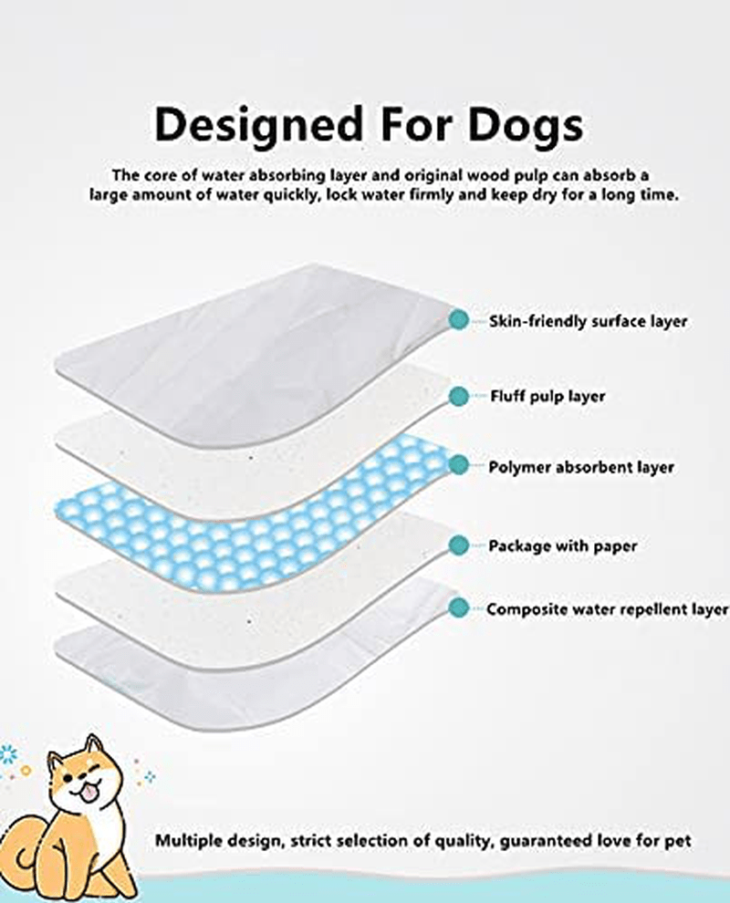 Wistore Dog Diaper Liners Booster Pads for Male and Female Dogs, Disposable Doggie Diaper Inserts Fit Most Reusable Pet Belly Bands, Cover Wraps, and Washable Period Panties