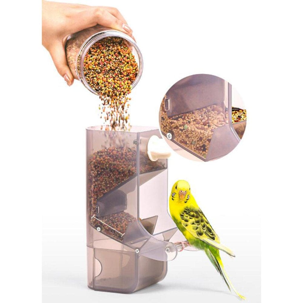 Without Mess Bird Cage Feeders Automatic Parrot Seed Tube Birds Cage Accessories Animals & Pet Supplies > Pet Supplies > Bird Supplies > Bird Cage Accessories Colcolo   