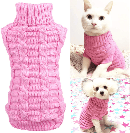 Wiz BBQT Knitted Braid Plait Turtleneck Sweater Knitwear Outerwear for Dogs & Cats Animals & Pet Supplies > Pet Supplies > Cat Supplies > Cat Apparel Wiz BBQT   