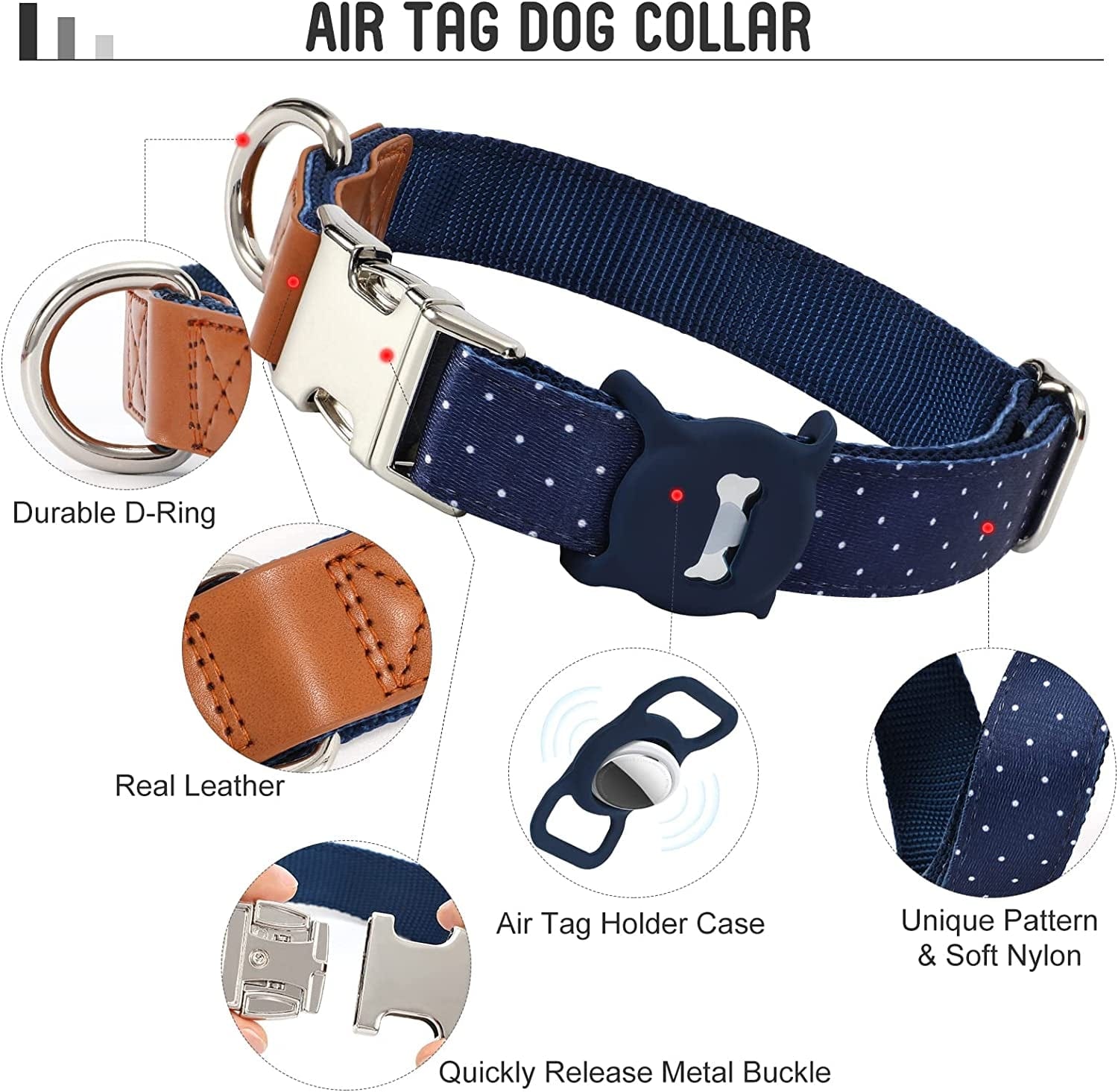 WLIXPBB Airtag Dog Collar for Small Medium Large Dog Heavy Duty Metal – KOL  PET