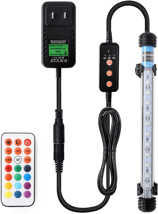 WLTHO 7.5-30 in Submersible Aquarium Light, Color Changing LED Fish Tank Light with Timer 4H/8H/12H Auto On/Off Dimmable LED Lights for Fish Tank 10-45 In Animals & Pet Supplies > Pet Supplies > Fish Supplies > Aquarium Lighting WLTHO 30 in (Colorful and Timing)  