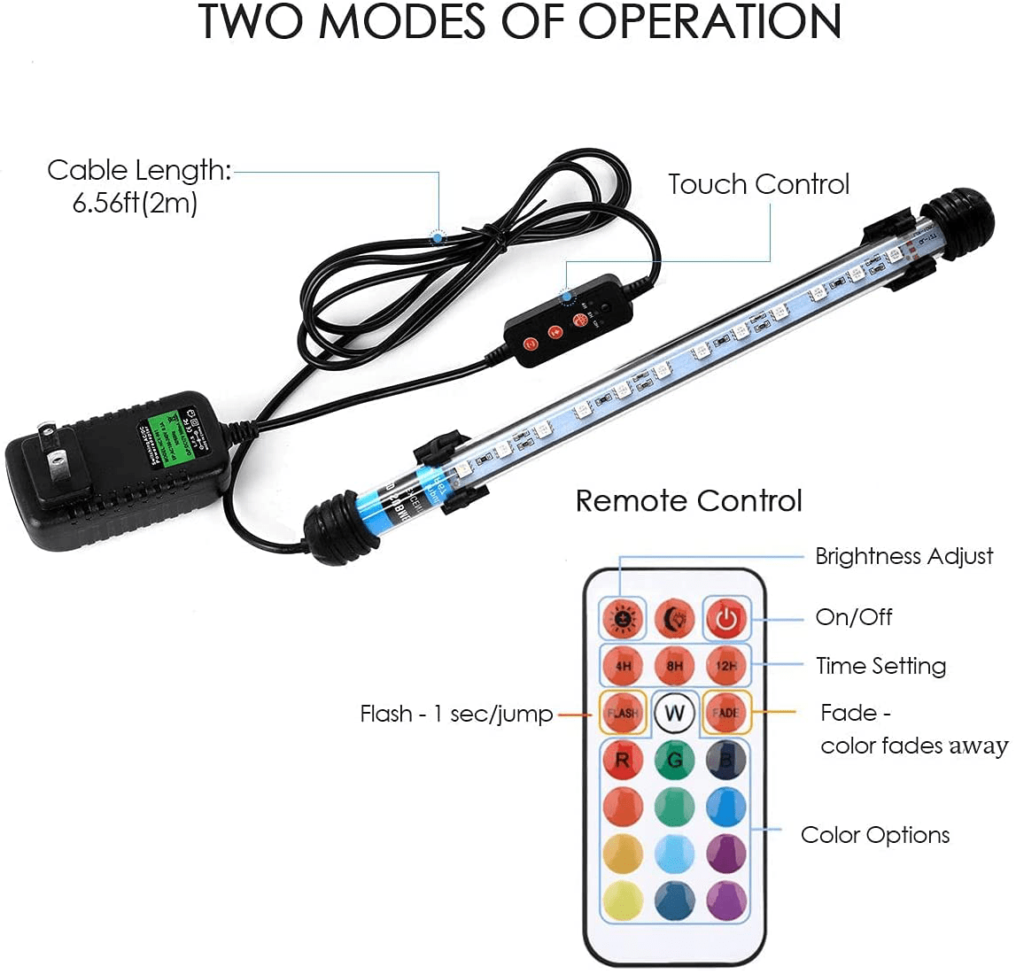 WLTHO 7.5-30 in Submersible Aquarium Light, Color Changing LED Fish Tank Light with Timer 4H/8H/12H Auto On/Off Dimmable LED Lights for Fish Tank 10-45 In Animals & Pet Supplies > Pet Supplies > Fish Supplies > Aquarium Lighting WLTHO   