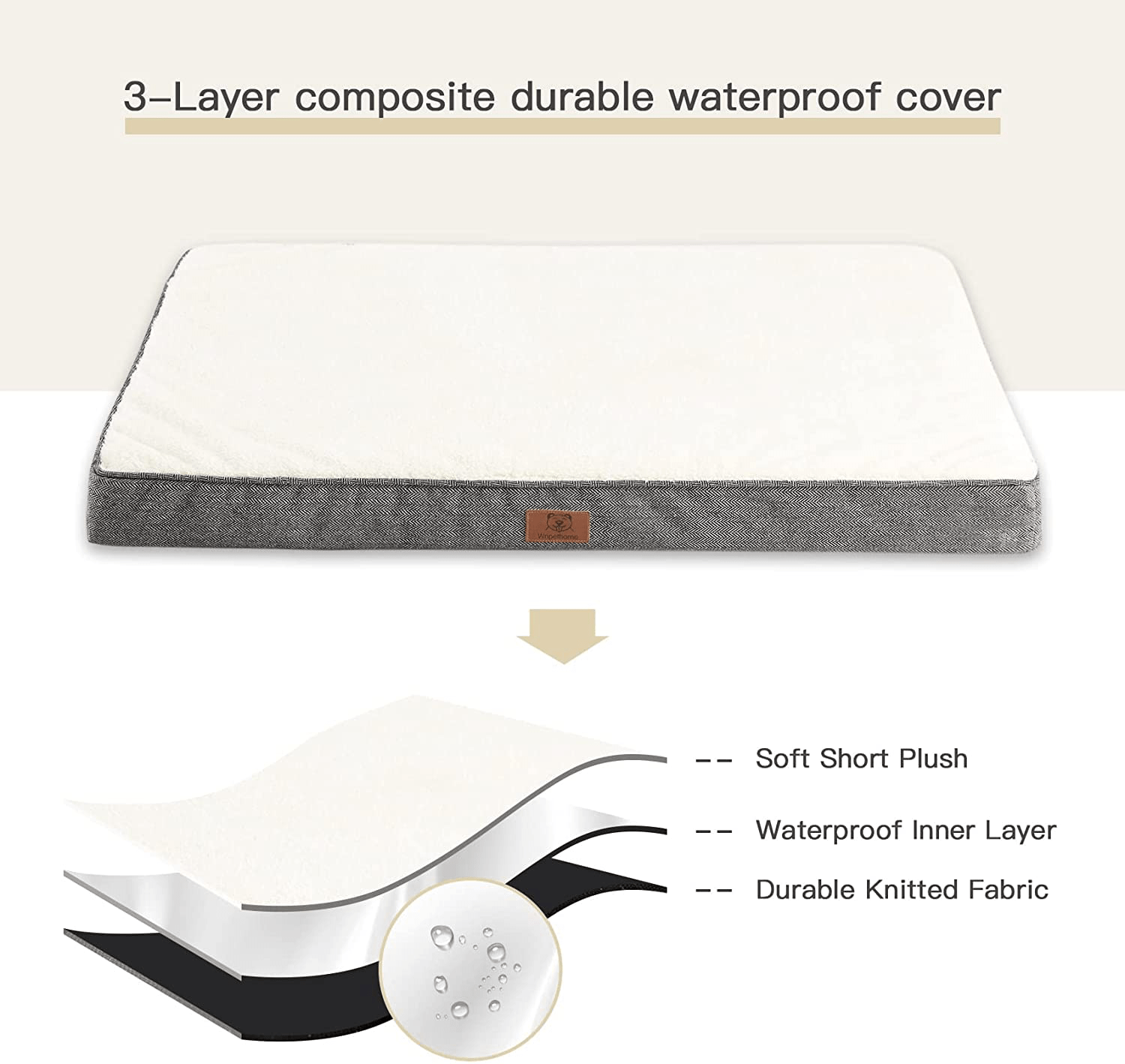 WNPETHOME Dog Beds for Large Dogs, Orthopedic Dog Bed for Medium Large Dogs, Egg- Foam Dog Crate Bed,Dog Mattress with Removable Washable Cover & Non-Slip Bottom（Large Dog Bed 30/36/42） Animals & Pet Supplies > Pet Supplies > Dog Supplies > Dog Beds WNPETHOME   
