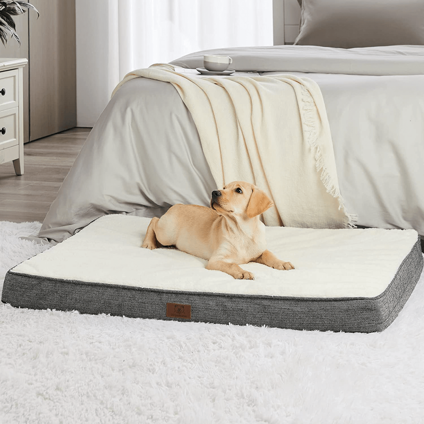 WNPETHOME Dog Beds for Large Dogs, Orthopedic Dog Bed for Medium Large Dogs, Egg- Foam Dog Crate Bed,Dog Mattress with Removable Washable Cover & Non-Slip Bottom（Large Dog Bed 30/36/42）
