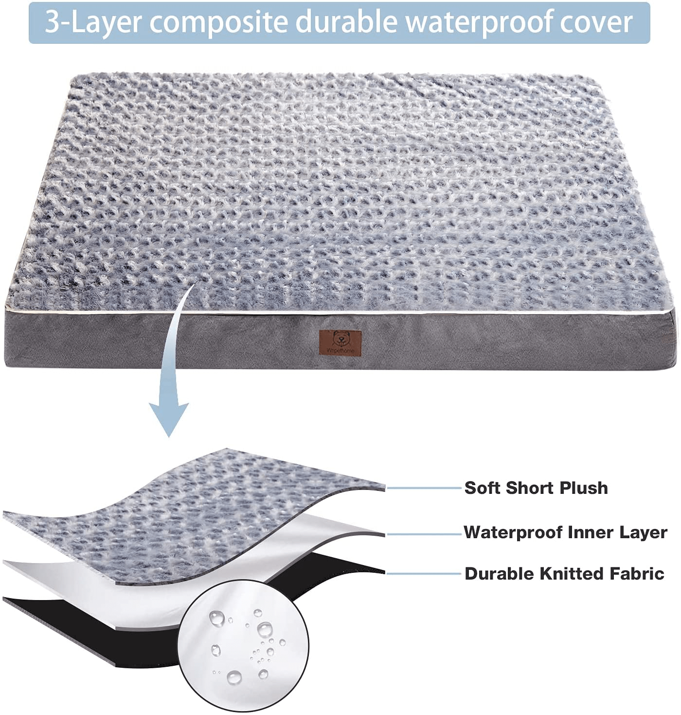 WNPETHOME Orthopedic Large Dog Bed, Dog Bed for Large Dogs with Egg Foam Crate Pet Bed with Soft Rose Plush Waterproof Dog Bed Cover Washable Removable Animals & Pet Supplies > Pet Supplies > Dog Supplies > Dog Beds WNPETHOME   