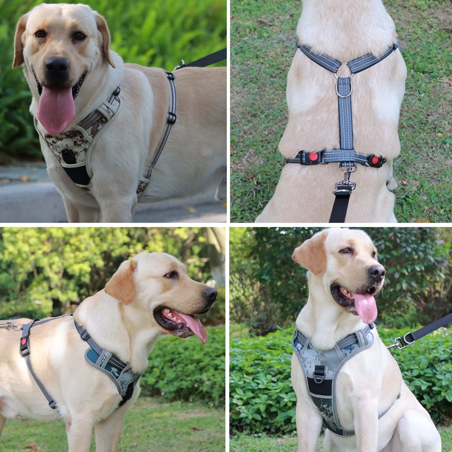 Woayoou Dog Harness No Pull Reflective Breathable Soft with 3 Leash Clips Pet Ventilation Vest Harness for Small Medium Large Dogs (L, Green) Animals & Pet Supplies > Pet Supplies > Dog Supplies > Dog Apparel woayoou   