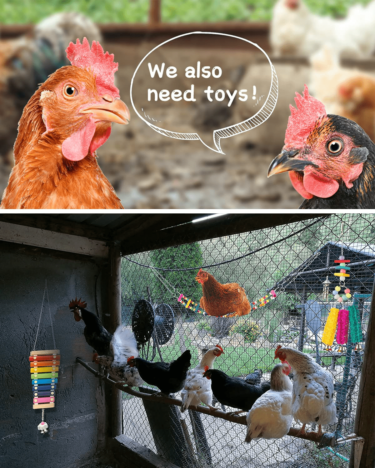Woiworco 6 Packs Chicken Toys, Chicken Xylophone Toys for Hens, Chicken Swing Ladder Toys, Chicken Pecking Toys and Vegetable Hanging Feeder for Chicken Bird Parrot Animals & Pet Supplies > Pet Supplies > Bird Supplies > Bird Toys Woiworco   